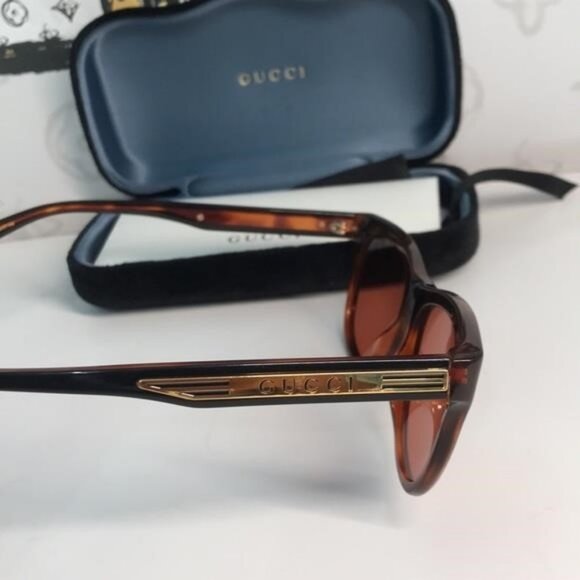 Authentic ✨ Brand New Gucci GG0980S 002 Sunglasses – Tortoise Havana with Orange - Picture 3 of 13